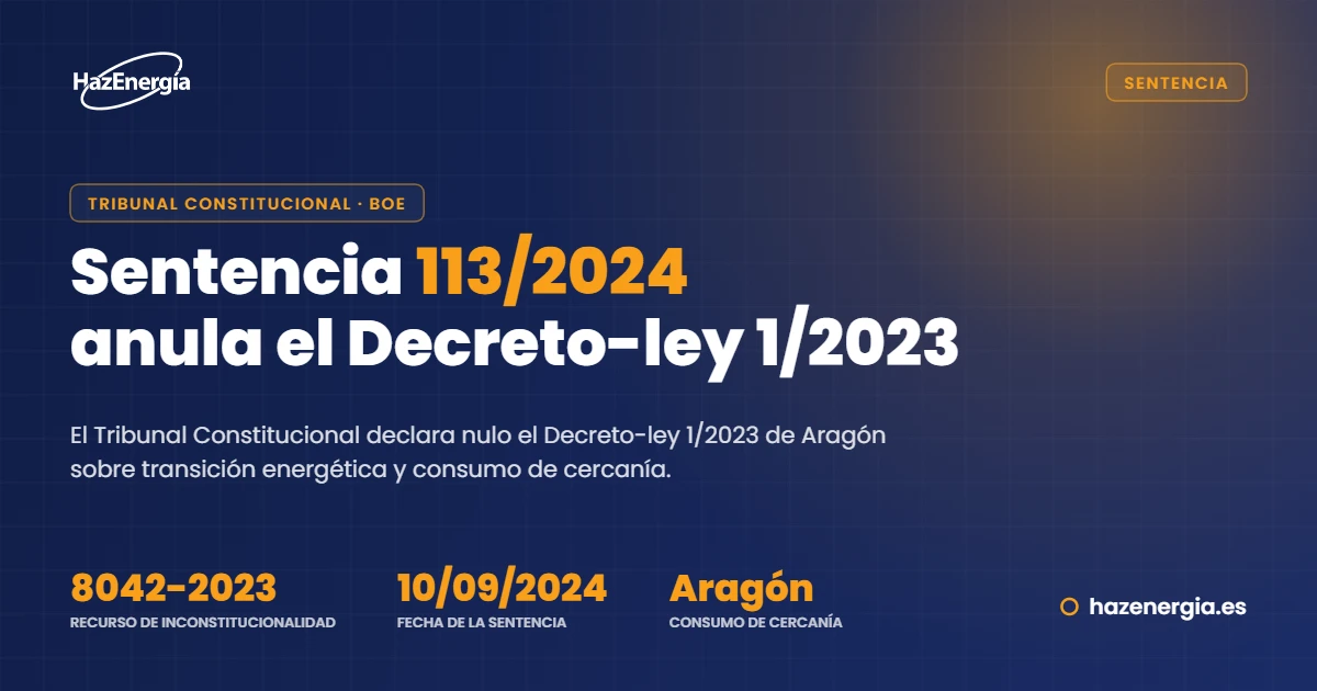 Sentencia 113/2024 del Tribunal Constitucional sobre el Decreto-ley 1/2023 de Aragón