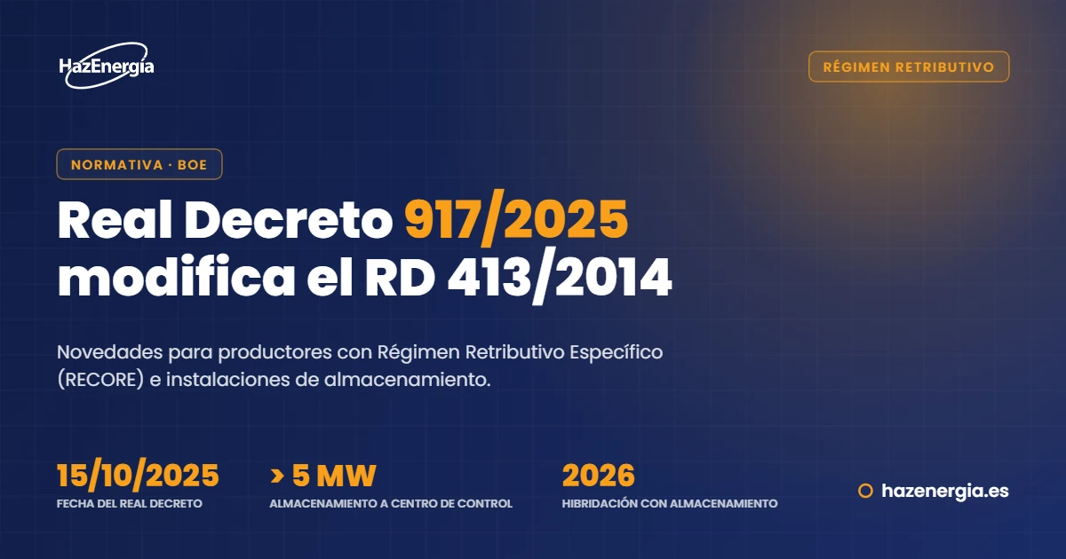 Real Decreto 917/2025: novedades para RECORE y almacenamiento