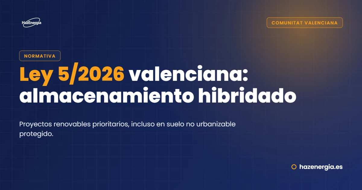 Ley 5/2026 valenciana: almacenamiento hibridado y proyectos renovables prioritarios